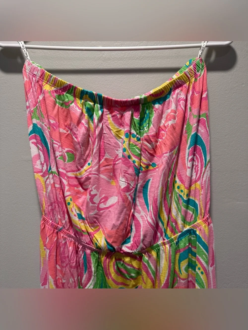 Lilly Pulitzer Pink Paisley Graphic Print Strapless Maxi Dress Size Medium - Picture 2 of 9